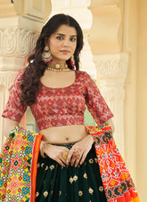 Fashionable Georgette Lehenga Choli in Green